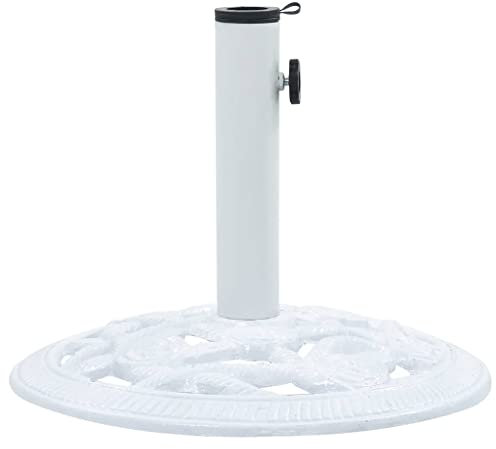 Iiaky Socle de Parasol Blanc 9 kg 40 cm Fonte,Pied De Parasol,Pied De Parasol Lourd,Pied De Parasol sur roulettes