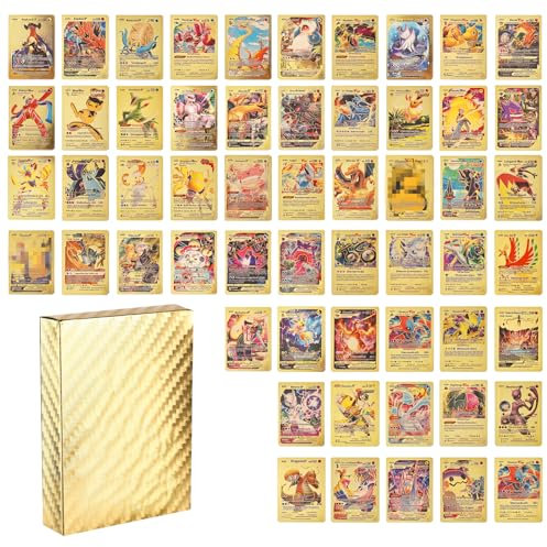 Zenithle Packung Mit 55 Pcs Cartoon Karten Silber Gold Seltene Karten Set,Sammelkartenspiel Keine Duplikate Karikaturen Comics Sammelkarten Einschließlich Verschiedener Seltener Folienkarten(A Gold)