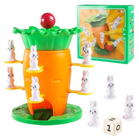 Generisch Geschicklichkeitsspiel Brettspiel,Balance Bausteine Im Karottenturm Design | Gesellschaftsspiel Mit Acht Figuren - Für Kinder Zuhause Unterwegs Und Partys