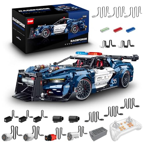 FigureArt Technik Sportwagen Auto Bausatz, GULY 10655, 3975 Teile mit Motoren und LED Groß Ferngesteuert Auto Klemmbausteine für Erwachsene(Originalverpackung) (Dynamische Deluxe-Edition)