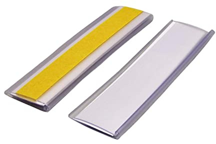 Beaverswood Self Adhesive Label Holder, Magnet Label Card Racks with 100 Clear Protective Films and 100 White Paper Strips for Office, Warehouse, Shelf, Cabinet - 15x80mm Pack of 100