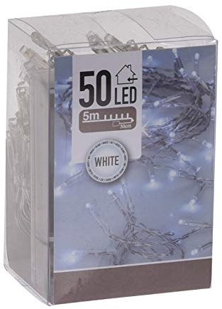 LED Lichterkette kalt weiß mit Timer - 5 m Länge mit 50 LED - Weihnachts Beleuchtung für Innen - Indoor Weihnachten Advent Winter Tisch Fenster Deko Batterie betrieben