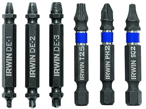 IRWIN Tools Impact Performance Serie Schraubengriff, doppelseitig, Schraubenausdreher-Einsatz-Bits, 6-teiliges Set (1876225)