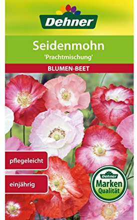 Dehner Blumen-Saatgut, Seidenmohn, Prachtmischung, 5er pack (5 x 2.5 g)