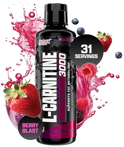 Nutrex Research L-Carnitine 3000 (31 Servings, Berry Blast) | Liquid Shots, Stimulant Free | Supports Muscle Recovery For Men and Women