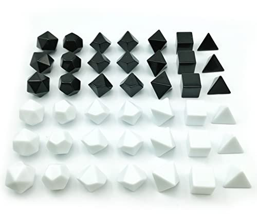 Bescon Blank Polyhedral RPG Dice Set 42pcs Artist Set, Solid Black and White Colors in Complete Set of 7, 3 Sets for Each Color, DIY Dice