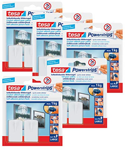 tesa Powerstrips - Clavos autoadhesivos (10 unidades), color blanco