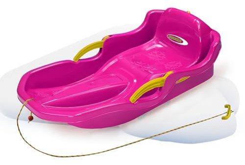 JAMARA 460541 - Snow Play Bob Comfort 80 cm mit Bremse - Lenken durch Bremshebel, aerodynamische Bauweise, langlebiger, schlagzäher Kunststoff-bequemer, ergonomischer Sitz, pink