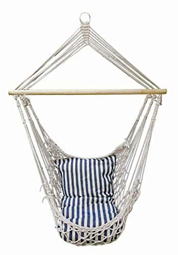 Garten Decken Hänge Sitz Holz Außen Terrassen Möbel Textil Balkon Stuhl blau weißHarms 507287