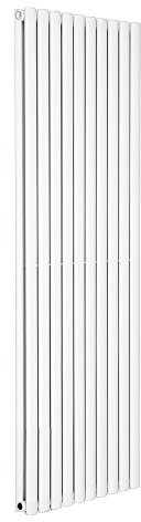 NRG Gloss White Radiators Vertical Double Panel Oval Designer Radiator Bathroom Central Heating Rads with Angled Pair of Valves 1800x590mm