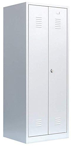 Lüllmann Spind Spindschrank Kleiderspind mit schwarz/weiß Trennung 2 Abteile mittig schließend 180x80x50cm grau