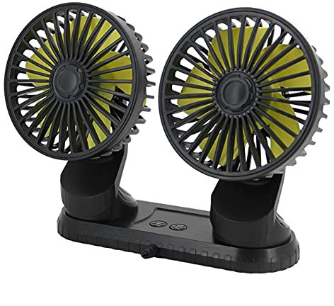 Domybest Ventilateur de Voiture USB Ventilateur à Double Tête 12V 24V Rotatif à 360 Degrés Ajustables à 3 Vitesses Ventilateurs de Refroidissement Silencieux pour Véhicule, Camion, SUV, RV