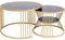 Kare Design Couchtisch Roma (2/Set), Schwarz/Gold, 80cm Durchmesser, Wohnzimmertisch, Beistelltisch, Stahl Gestell, Minenalmarmor Tischplatte, rund, 50x80x80 cm (H/B/T)