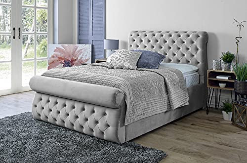 Super King Ottoman Bed| 6ft Super King Size Storage Bed with Gas Lift Up Heavy Duty Mesh Frame, Upholstered Base and Headboard (Grey)