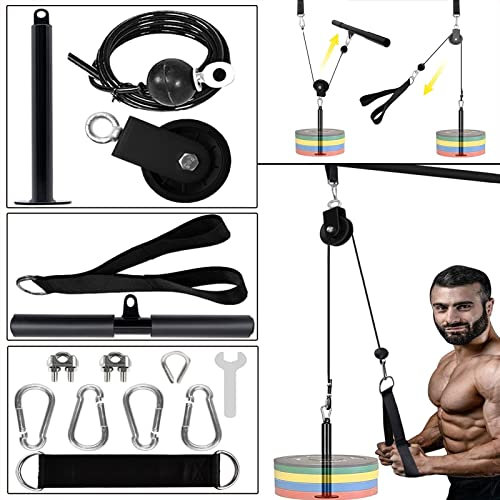 Favuit Kabelzug Fitness Kabel Latzug, Gym Kabel Unterarmtrainer Set Arm-Krafttraining Gewicht Trainingsgerät DIY Kabelzug Pulley System Latzugturm für Zuhause Gym Bizeps Curl Trizeps Armtraining