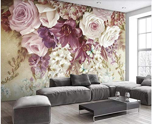SHINERING Photo personnalisée murale sur le mur papier peint 3D peinture à l'huile moderne fleurs décor à la maison salon papier peint pour murs 250 cm (L) × 175 cm (H)