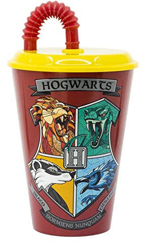 Gold1 Kids Character Sports Tumbler 430ML Drinking Re-usable Plastic Cup with Straw (Harry Potter)