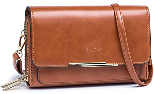 Roulens Klein Handy Umhängetasche,Damen Kleine Umhängetasche,PU Leder Crossbody Schultertasche Reisepass Handytasche mit Kartenschlitz Verstellbar Abnehmbar Schultergurt