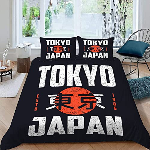 NYSMGS Tokio Bettwäsche 135x200 3D Motiv Anime Bettbezug Mit Reißverschluss Sommer Weiche Mikrofaser Bettwäsche-Set Bettbezüge Mit 2 Kissenbezug 80x80 cm Für Kinder Junge Mädchen