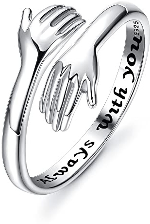 YADOCA Mothers Day Gifts S925 Sterling Silver Hug Ring for Women Girls Adjustable Ring Hope Love Heaven Promise Friendship Rings Birthday Gifts for Daughter Granddaughter Mom Wife Sister Best Friend