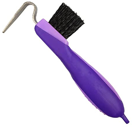 York Hufkratzer Axel für Pferde Grooming Tools Pferdehufkratzer mit Gummi Handgriff (violett)