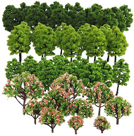 ZYWUOY 70 Stück gemischte Modellbäume, 4–9 cm, 1:75/1:100 HO Z TT Maßstab, Diorama-Modelle, Modellbahn-Landschaft, Architekturbäume, Modelleisenbahn-Landschaft