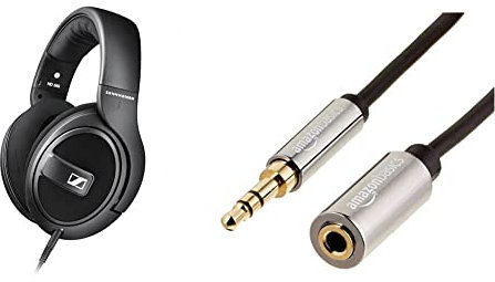 Sennheiser HD 569 ohrumschließendes, geschlossenes Headset für Anrufe/Musik matt-schwarz & Amazon Basics - Stereo-Audio-Verlängerungskabel für Männer/Frauen, 3,5 mm, 3,66 m