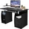 LIFEZEAL Scrivania di Lavoro per Computer, Vassoio Estraibile per Tastiera, Porta PC e Stampante, 2 Cassetti, 2 Ripiani, 1 Scomparto, Moderno, Ideale per Studio, Uffico, Legno, Nero, 120x55x85 cm