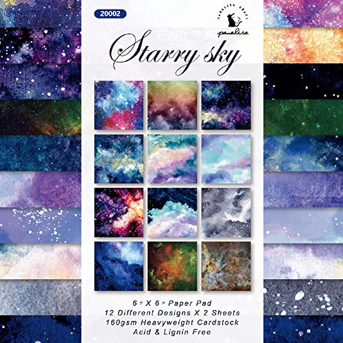 Scrapbook-Papier, 15,2 x 15,2 cm, 12 Designs, 24 Blatt, Weltraum, Galaxie, Sternenhimmel, Origami-Collage, Papier für Scrapbooking, Kartenherstellung, Junk-Tagebuch, Dekoration