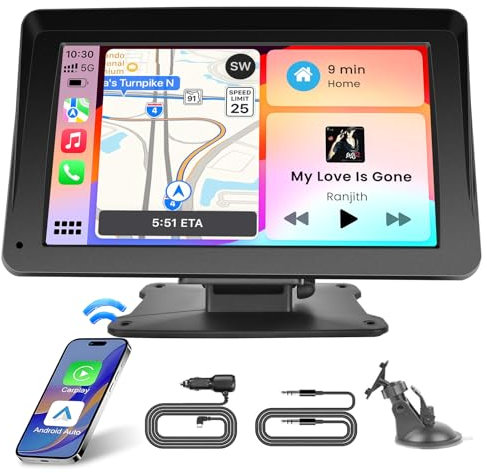 Hikity Wireless Carplay Autoradio mit Bildschirm Wireless Android Auto Radio mit 7 Zoll Touch Display Bluetooth Car Radio mit FM-Sender AUX+64GB TF