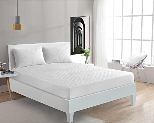 Quilted King Mattress Protector Deep Fit Protective Mattress Cover Luxury Anti-Allergenic White