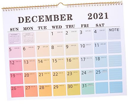 NUOBESTY Ästhetischer Wandkalender 2021 Englischer Papier-hängeplaner Glattes Notizen