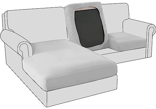 Sofa Sitzkissenbezug, Samt Stretch Bezug für Sofa Sitzkissen, Elastische Couchüberzüge, Sofasitzbezug Schonbezug Ersatz für einzelne Kissen (Chaise-Sitz,Hellgrau)