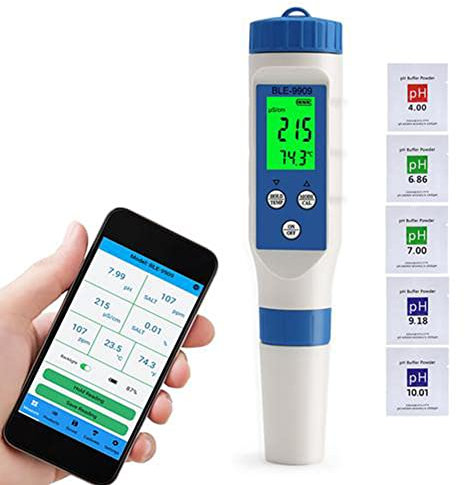 PH Messgerät - Digitale Wasserqualität Tester, PH Tester TDS/EC/PH/Salzgehalt/Temperaturmesser Wasserqualität Monitor Tester Für Pools, Trinkwasser, Aquarien