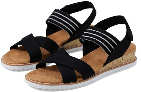 Skechers Bob's Womens Desert KISS Shore Enough, Black Textile, 5 UK