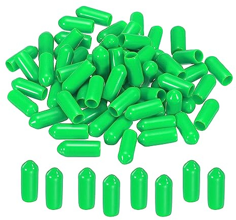 sourcing map 50 Stück Gummi Endkappen 5 mm PVC Vinyl Kunststoff Schutzkappen Abdeckung für Schrauben Bolzen Gewinde Metallstäbe Elektrokabeln Drahtseile Bowdenzug Rund Rohr Zaunpfosten, Grün