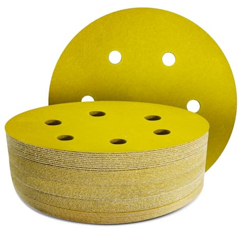 GZKTY Dischi Abrasivi 150mm, Set da 50 Pezzi, Grana 180, 6 Fori, per Levigatrice Orbitale, Carta abrasiva per levigatrice, Carta Vetrata per Legno