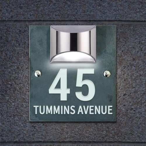 Personalized Solar Modern Door Plaque, Address Signs with Custom Name LED for Homes, Custom Solar House Numbers, Yard Garden (rock)