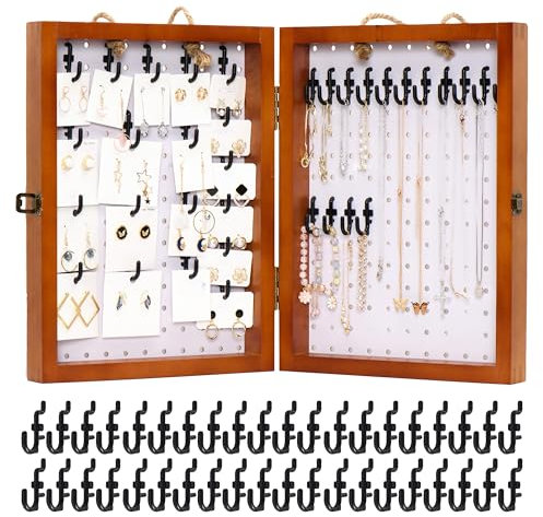 Tapeera Folding Peg Board Display Stand For Vendors 40 Hooks Included Jewelry Display For Craft Show - Tabletop Pegboard Earring Display For Vendor Event - Bracelet Display Rack For Selling Keychain