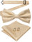 JEMYGINS Herren Fliege mit Cashewblütendesign Retro-Design mit Manschettenknöpfen und Einstecktuch,Weizenfarbe. Mattierte Mandelfarbe