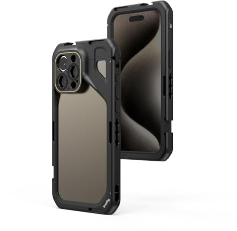 SMALLRIG Telefonkäfig für iPhone 15 Pro Max, Handy Video Rig Stabilisator, Smartphone Videokäfig Hülle aus Aluminiumlegierung für Videografie/Videoaufzeichnung/YouTube/Live-Streaming/Vlog – 4391