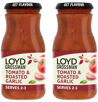 Loyd Grossman Tomato & Roasted Garlic Cooking Sauce, 350 g (2-Pack)