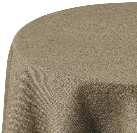 Deconovo Tischwäsche Leinenoptik Tischdecke Abwaschbar Tischdecken Lotuseffekt Tischtücher Wasserabweisend für Esszimmer Küche Wohnzimmer, Rund, 140cm, Taupe, 1 Stück