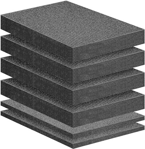 6 Stück Würfelschaum -5cm Dicken Rasterschaumstoff x 4+2.5cm Dicken Schaumstoffplatte x 2,Schaumstoff für Werkzeugkoffer, Kamerakoffer, Transportkoffer, Fotokoffer, Koffer, Koffereinlage Stoßfest