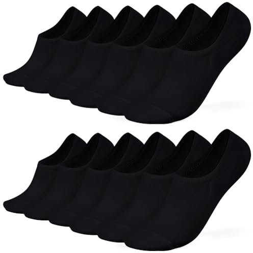 OFFCUP Bamboo Trainer Socks, 6 Pairs Ankle Socks in Black - No Show Low Cut Liner for Men & Women Sneakers, Loafers & Boat Shoes - Size M (UK 4-8)