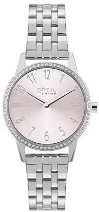 Breil, Collezione Twinkle Sky, Orologio Donna Elegante, Cronografo Donna in Acciaio, Quadrante Rosa Sunray con Lucenti Cristalli, Chiusura Déployante Regolabile, Resistente all'Acqua