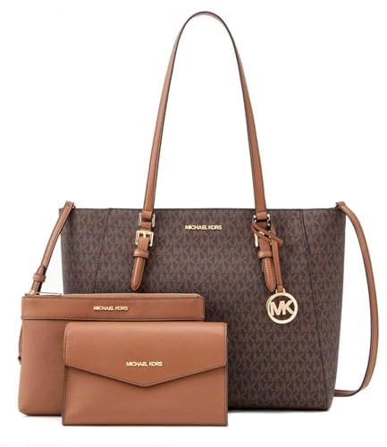 Michael Kors Charlotte Große 3-in-1 Tote Crossbody Handtasche aus Leder (Braun), Braun