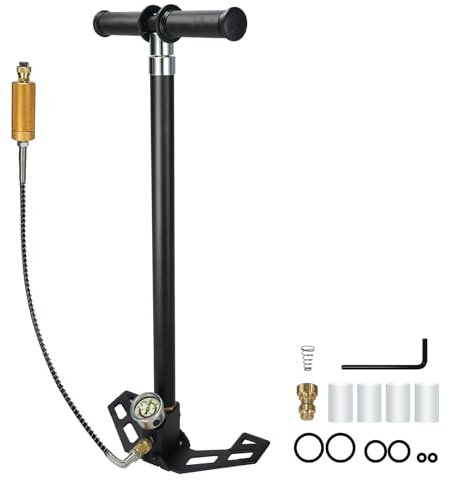 30 MPa 4500 psi PCP-Handpumpe, vierstufige Handpumpe, Hochdruck-Handpumpe, Edelstahl, geeignet für PCP-Luftpistolen, Paintball-Pistole, HPA-Gastanks, verschiedene Fahrradreifenaufpumpen