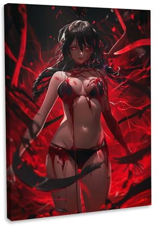 Hustling Sharks® Animebild „Anime Girls 1“ – Leinwand 60 × 90 cm | XXL Animebild im Hochformat, verschiedene Frauenbilder als Anime-Bild, Anime