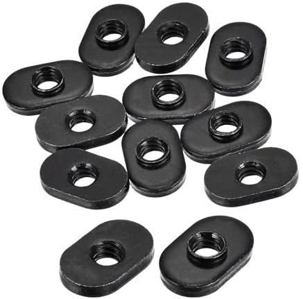 sourcing map Gleitmuttern mit Zentrierloch, 10 Stück, 1/4-Zoll-20, Karbonstahl, verzinkte Muttern für T-Schienen-Extrusionen